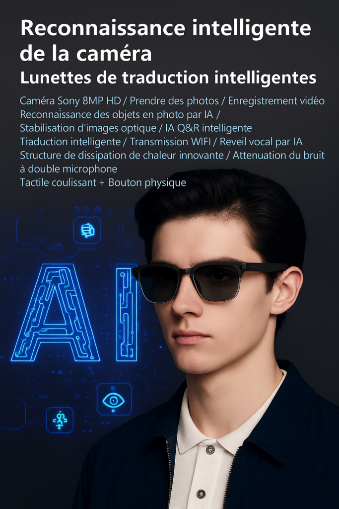 Lunettes connectées IA intelligentes reconnaissance intelligente caméra Lunettes connectées IA intelligentes reconnaissance intelligente caméra